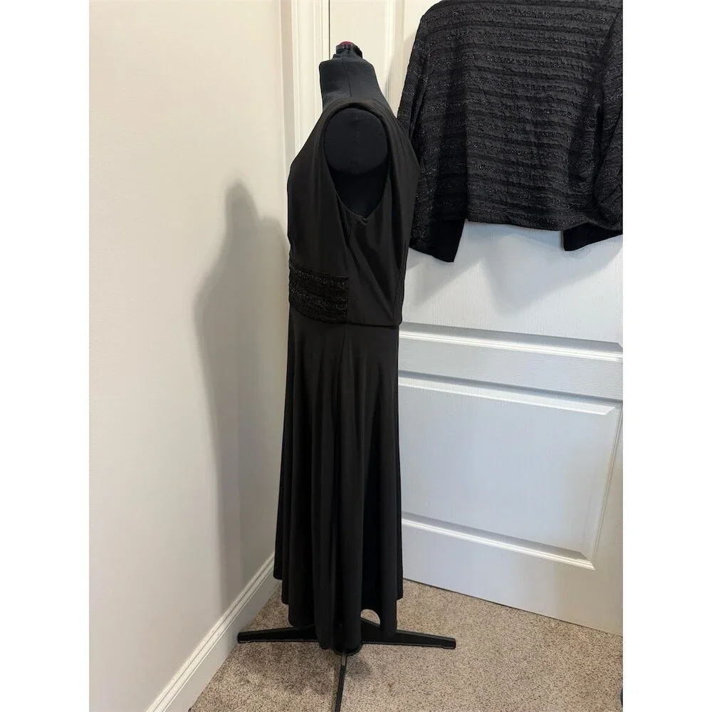 Perceptions New York Suit Set Womens Size 12 Black Dress & Open Jacket 2pc